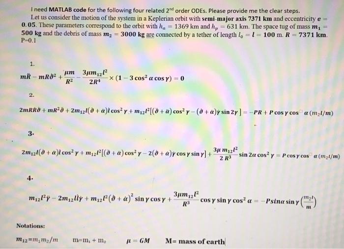 I Need Matlab Code For The Following Four Related 2nd Order Odes Please Provide Me The Clear Steps Let Us Consider The 1