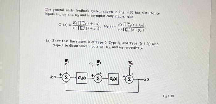 The General Unity Feedback System Shown In Fig 4 30 Has Disturbance Inputs W W And W And Is Asymptotically Stable 1