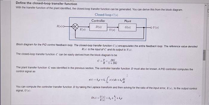 Define The Closed Loop Transfer Function With The Transfer Function Of The Plant Identified The Closed Loop Transfer Fu 1