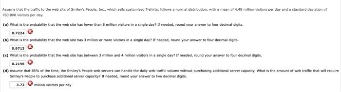 Assume That The Traffic To The Web Site Of Smiley S People Inc Which Sells Customized T Shirts Follows A Normal Dist 1