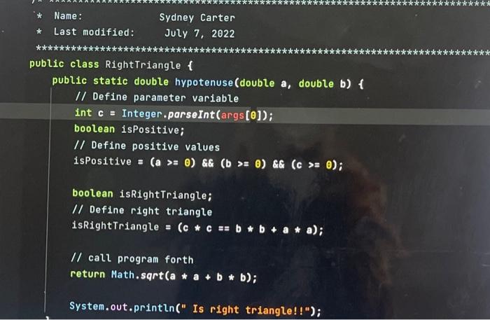 2 Integers And Booleans Write A Program Right Triangle That Takes Three Int Command Line Arguments And Determines Whet 2