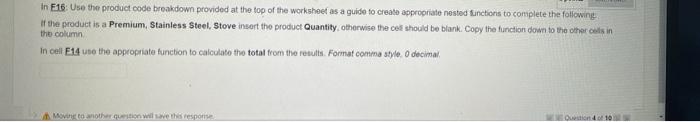 In E16 Use The Product Code Breakdown Provided At The Top Of The Worksheet As A Guide To Create Appropriate Nested Func 1