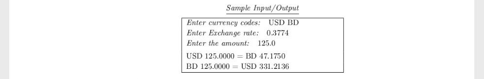 Salesperson S Earnings 11 Write A Program That Reads Two Currency Codes Exchange Rate From First Currency To Second A 2