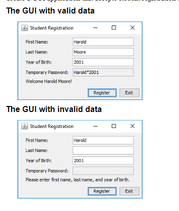Create A Gui Application That Accepts Student Registration Data Specifications The Text Box That Displays The Tempora 1