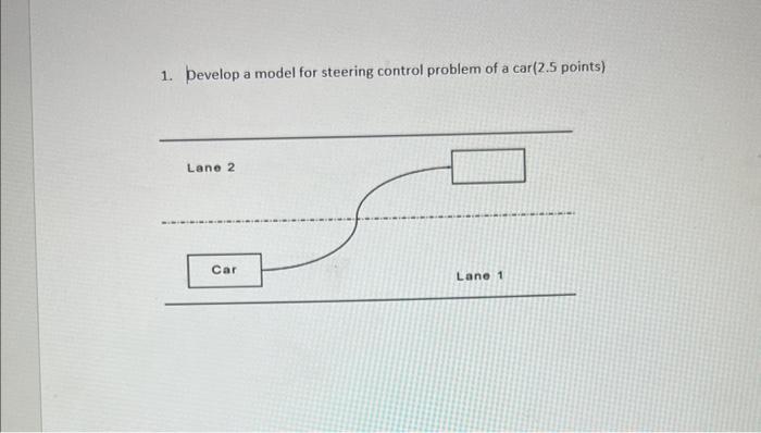 1 Develop A Model For Steering Control Problem Of A Car 2 5 Points Lane 2 Car Lane 1 1