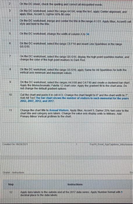 2 3 4 5 6 7 3 9 10 11 On The Dc Sheet Check The Spelling And Correct All Misspelled Words On The Dc Worksheet Select T 1