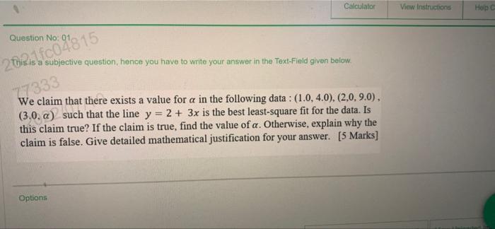 Calculator Question No 01 2021fc04815 S Is A Subjective Question Hence You Have To Write Your Answer In The Text Fiel 1