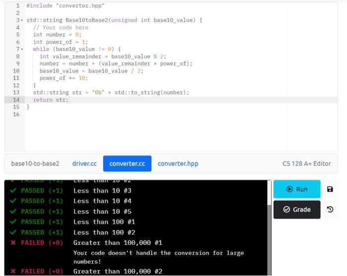 In This Activity You Will Implement A Function That Will Convert A Positive Base 10 Value To Its Corresponding Base 2 V 2