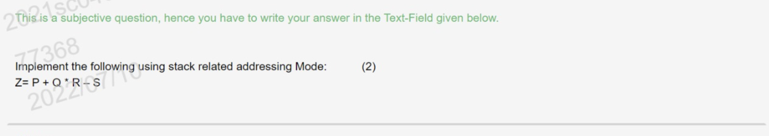 Is Id Sc A Subjective Question Hence You Have To Write Your Answer In The Text Field Given Below 2 This Is 77368 Imple 1