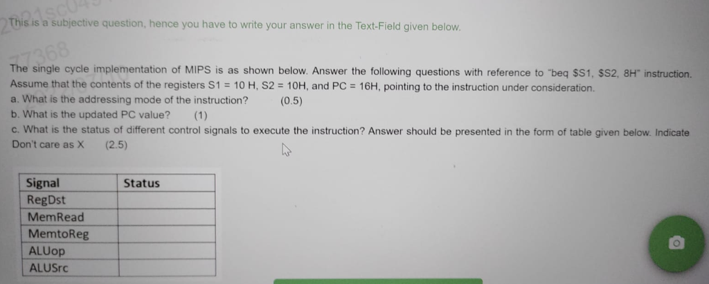 Ascu4 This Is A Subjective Question Hence You Have To Write Your Answer In The Text Field Given Below 77368 The Single 1