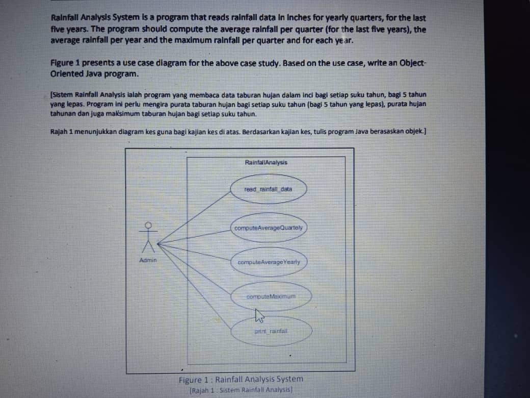 Rainfall Analysis System Is A Program That Reads Rainfall Data In Inches For Yearly Quarters For The Last Five Years T 1