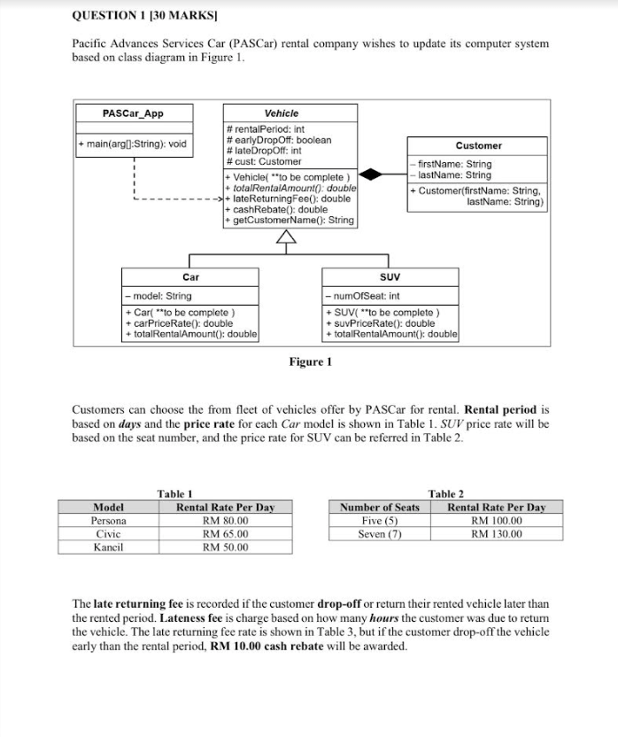 Question 1 30 Marks Pacific Advances Services Car Pascar Rental Company Wishes To Update Its Computer System Based O 1