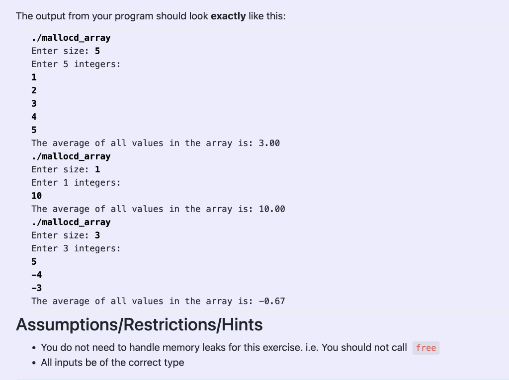 Exercise 00 Working With Malloc D Arrays Complete The C Program Mallocd Array C Download Mallocd Array C Here Or Co 2