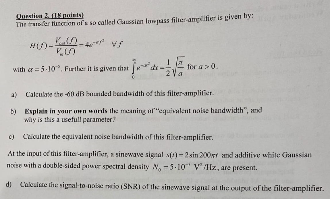 Electrical Engineering Course Telecommunications Can You Solve This Question 1