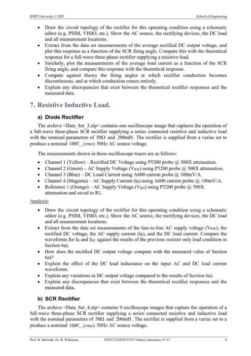 Rmit University 2121 6 Resistive Load A Diode Rectifier The Archive Data Set 1 Zip Contains 3 Oscilloscope Images Th 2