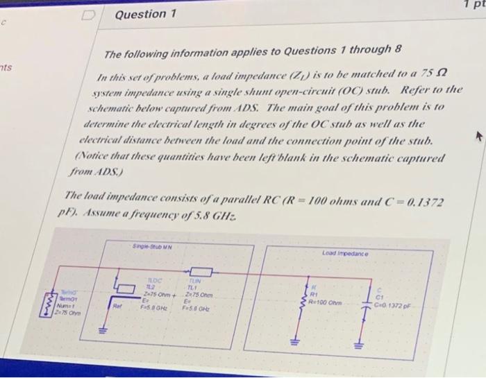 Nts Fum The Following Information Applies To Questions 1 Through 8 In This Set Of Problems A Load Impedance Z Is To B 1