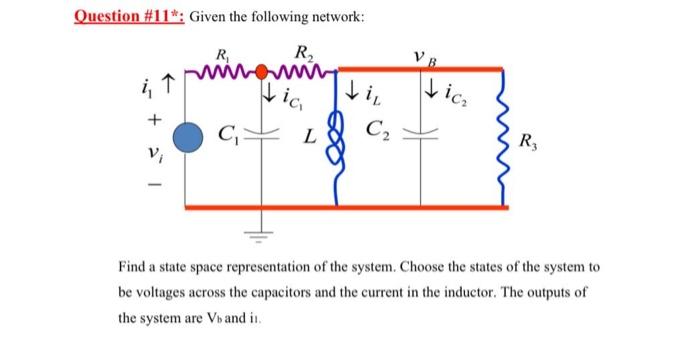 Question 11 Given The Following Network R R I V C Ic L Vil C Ic R3 Find A State Space Representation Of 1