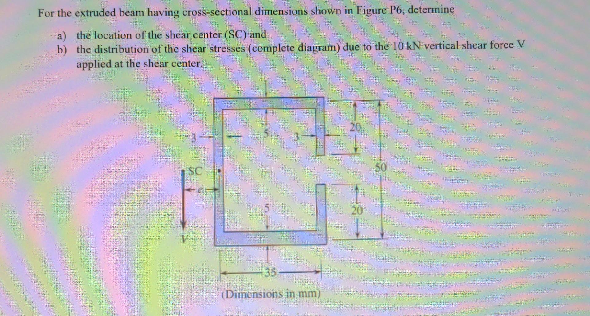 For The Extruded Beam Having Cross Sectional Dimensions Shown In Figure P6 Determine A The Location Of The Shear Cente 1