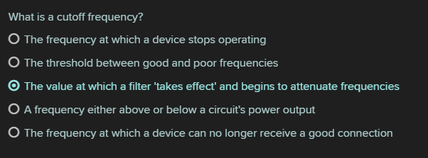 What Is A Cutoff Frequency O The Frequency At Which A Device Stops Operating O The Threshold Between Good And Poor Freq 1