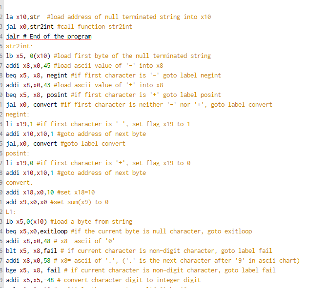 Write A Program In Risc V Assembly To Convert An Ascii String Containing A Positive Or Negative Integer Decimal String T 1