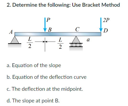 2 Determine The Following Use Bracket Method P 2p B C A D A L 2 L 2 A Equation Of The Slope B Equation Of The Deflec 1