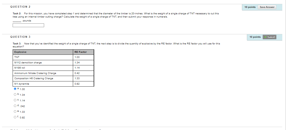 Question 2 10 Points Save Answer Task 2 For This Mission You Have Completed Step 1 And Determined That The Diameter Of 1