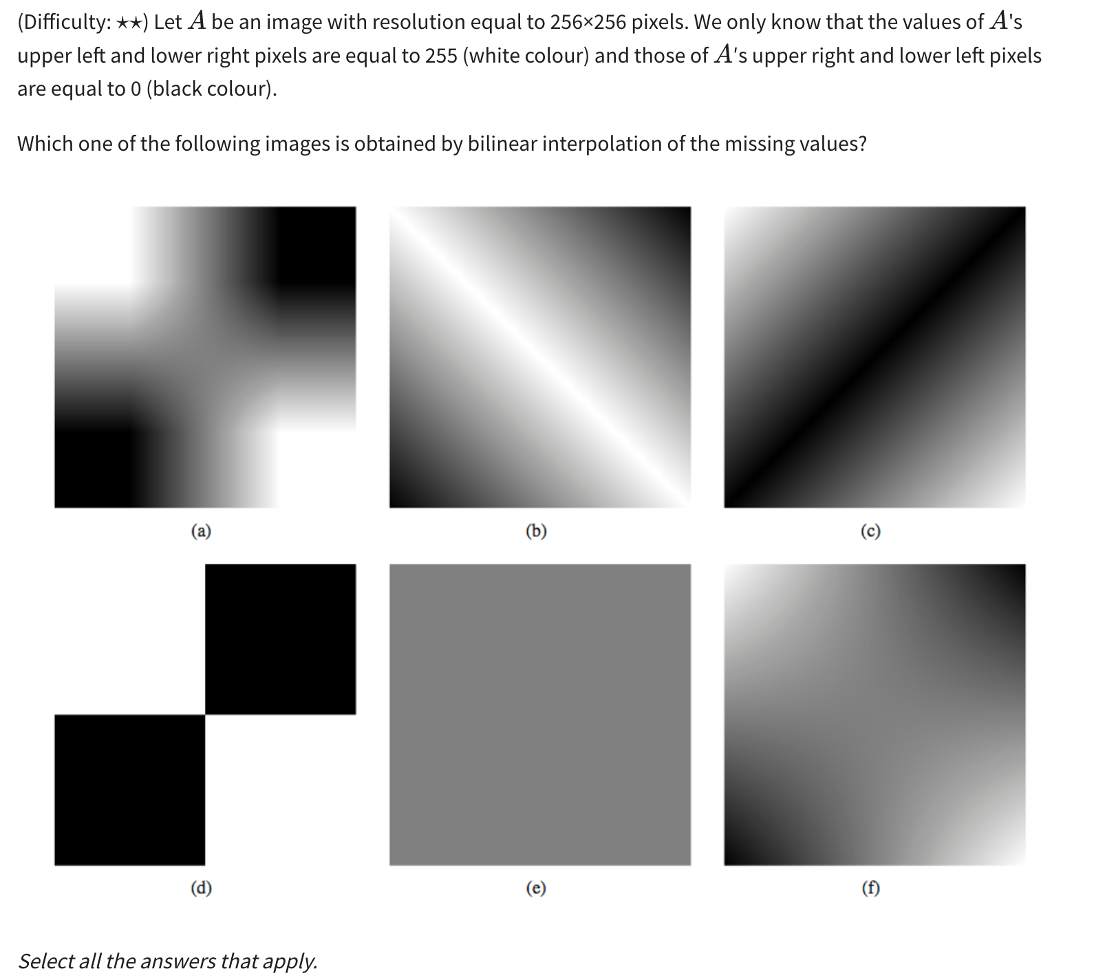 Difficulty Let A Be An Image With Resolution Equal To 256 256 Pixels We Only Know That The Values Of A S Upper Le 1