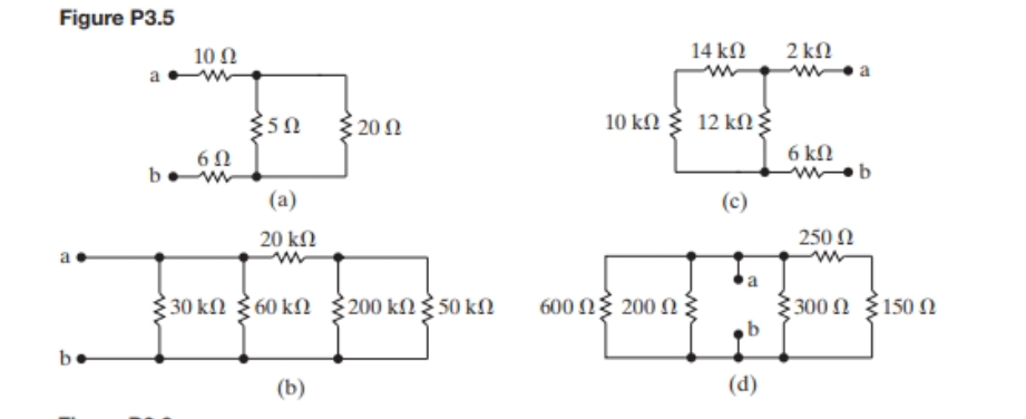 3 5 Find The Equivalent Resistance Rab For Each Of The Pspice Circuits In Fig P 3 5 Ultisim Figure P3 5 B A B W 10 2