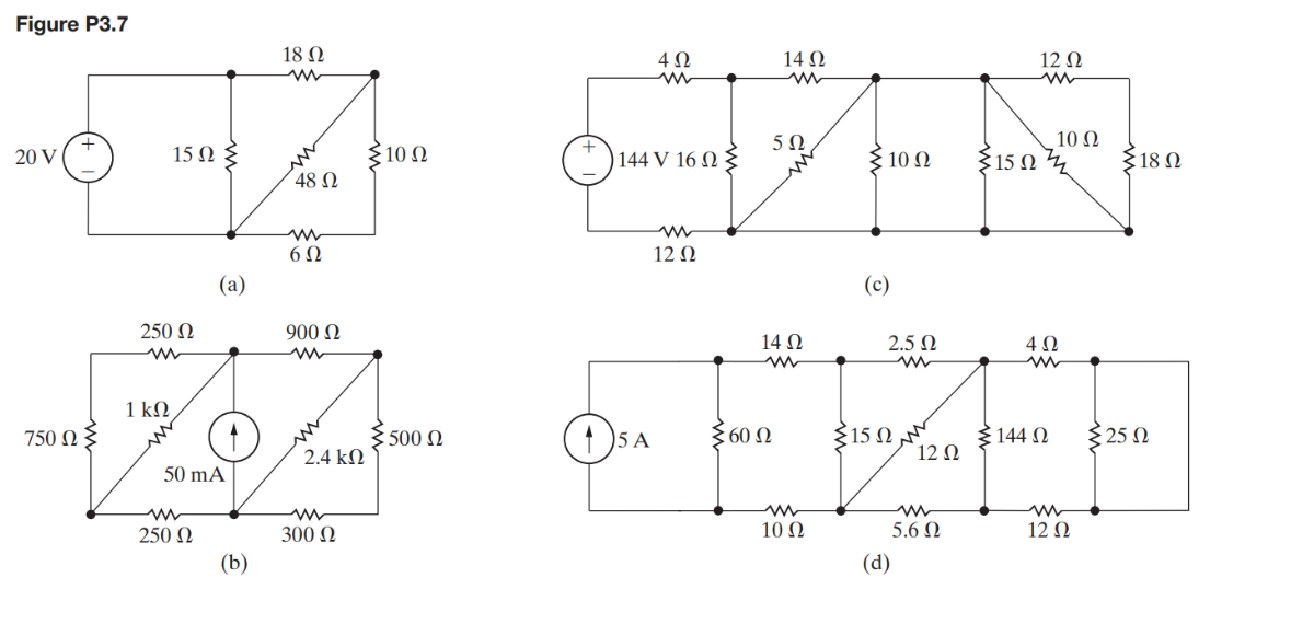 3 7 A In The Circuits In Fig P3 7 A D Find The Equiv Alent Resistance Seen By The Source Pspice Multisim B For 2