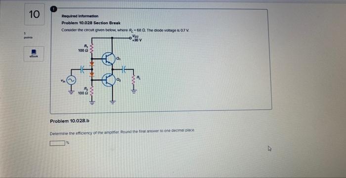 10 Look Required Information Problem 10 028 Section Break Consider The Circut Given Below Where R 68 0 The Diode Volta 1