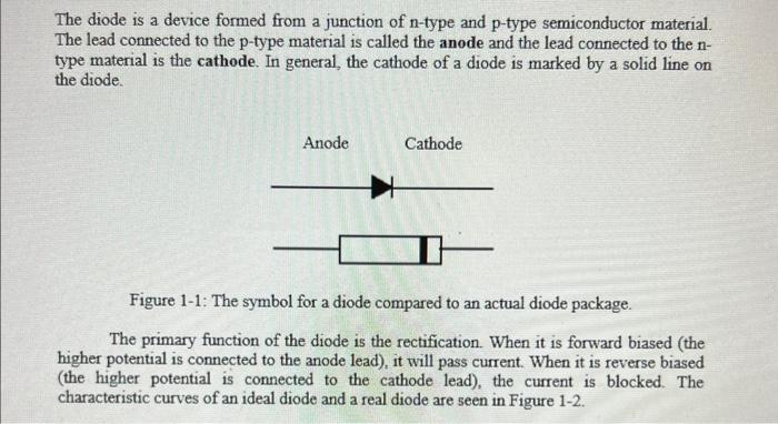 The Diode Is A Device Formed From A Junction Of N Type And P Type Semiconductor Material The Lead Connected To The P Ty 1