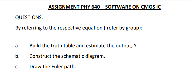 Questions By Referring To The Respective Equation Refer By Group A B Assignment Phy 640 Software On Cmos Ic C 1
