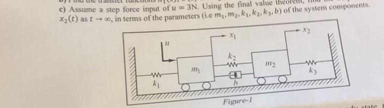 Problem 1 40 Pts Given The Mechanical System Depicted Below In Figure 1 Where U Is The Force Input And X And X Are 3