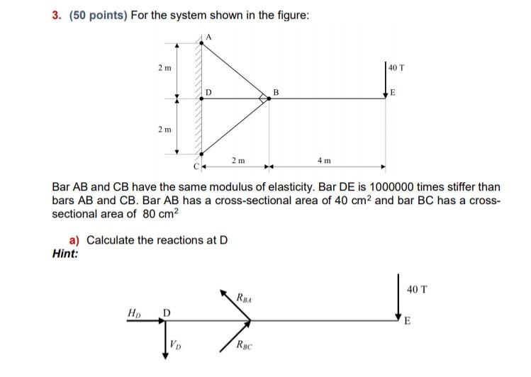 3 50 Points For The System Shown In The Figure A Hint 2m 2 M Hd D 2 M D 4x Vd Rba B Bar Ab And Cb Have The Same Mo 1