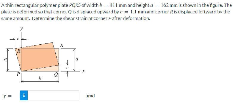 A Thin Rectangular Polymer Plate Pqrs Of Width B 411 Mm And Height A 162 Mm Is Shown In The Figure The Plate Is Def 1