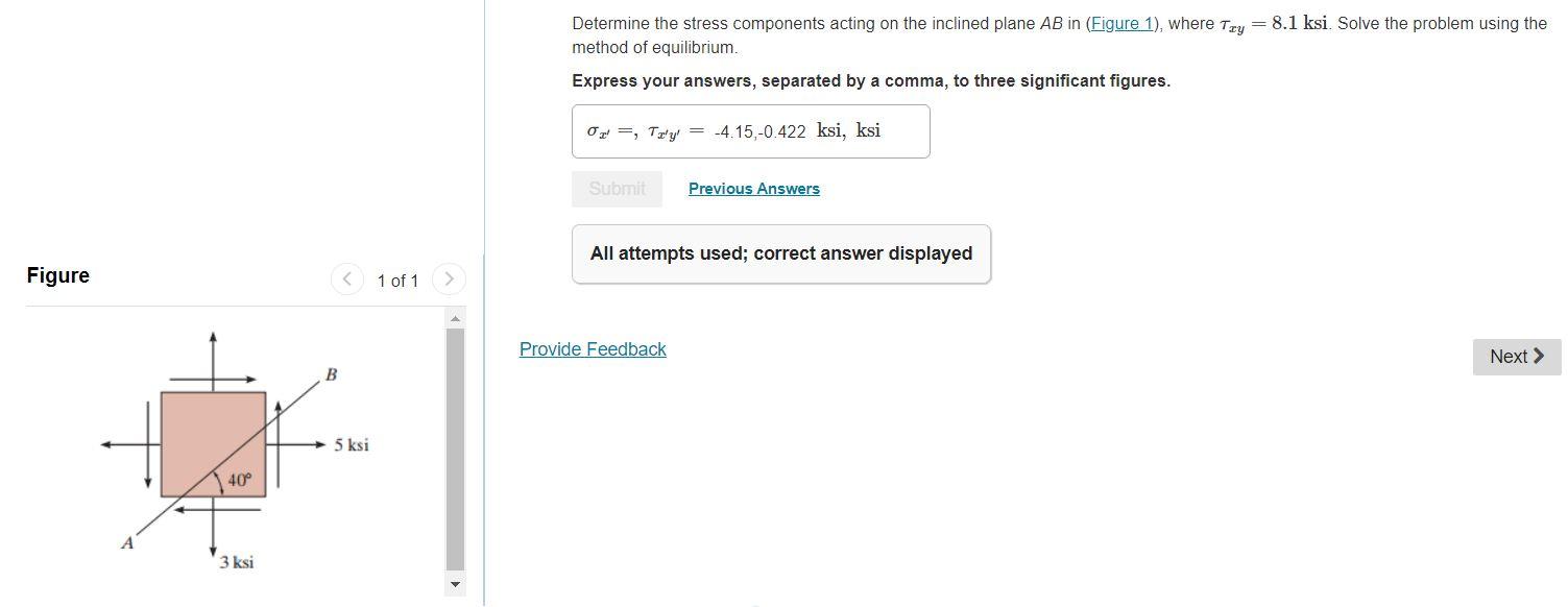Show Me How They Got This Answer Using Mohr S Circle I Can T Get Their Answer With Any Method 1