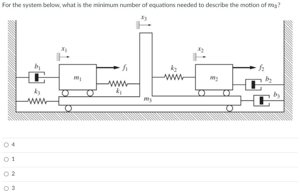 For The System Below What Is The Minimum Number Of Equations Needed To Describe The Motion Of M3 O 4 0 1 02 O 3 K3 X1 1