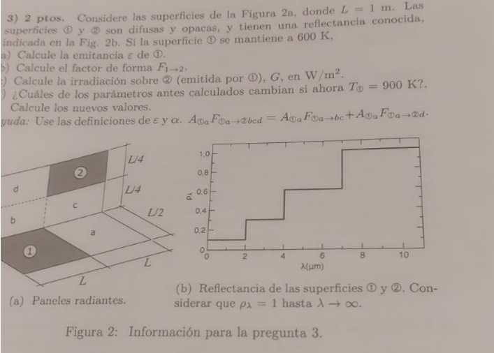 3 2 Ptos Considere Las Superficies De La Figura 2a Donde L 1 M Las Superficies Y Son Difusas Y Opacas Y Tienen Un 1