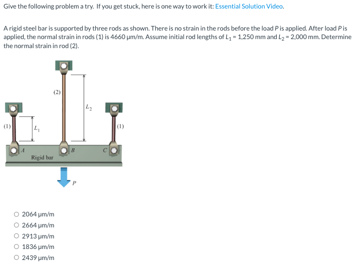Give The Following Problem A Try If You Get Stuck Here Is One Way To Work It Essential Solution Video A Rigid Steel 1