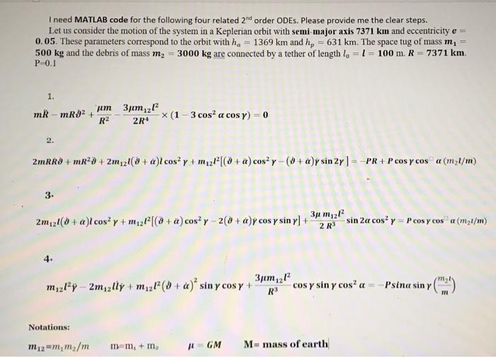 I Need Matlab Code For The Following Four Related 2nd Order Odes Please Provide Me The Clear Steps Let Us Consider The 1
