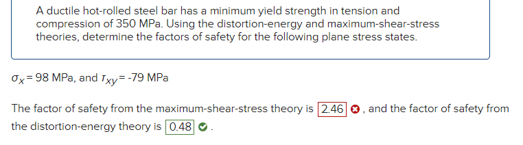A Ductile Hot Rolled Steel Bar Has A Minimum Yield Strength In Tension And Compression Of 350 Mpa Using The Distortion 1