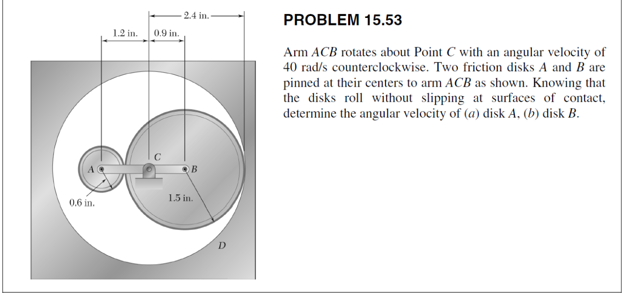 0 6 In 1 2 In 0 9 In C 2 4 In Qb 1 5 In Problem 15 53 Arm Acb Rotates About Point C With An Angular Velocity Of 40 1