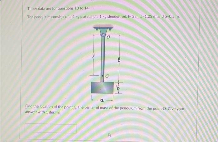 Those Data Are For Questions 10 To 14 The Pendulum Consists Of A 4 Kg Plate And A 1 Kg Slender Rod 1 3 M A 1 25 M And 1