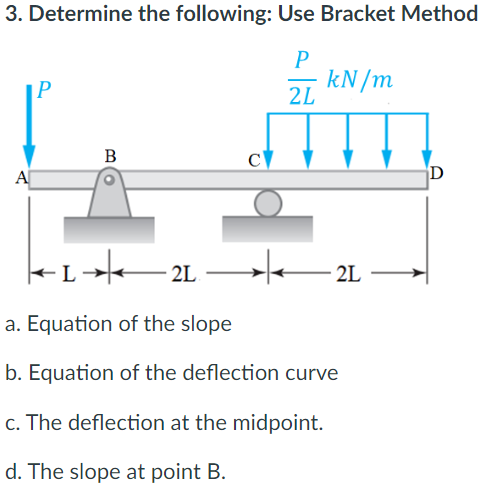 From The Given Beam Loaded As Shown Let P 4 Kn L 7 M A 4 M E 200gpa I 2000 X 10 6mm 4 1