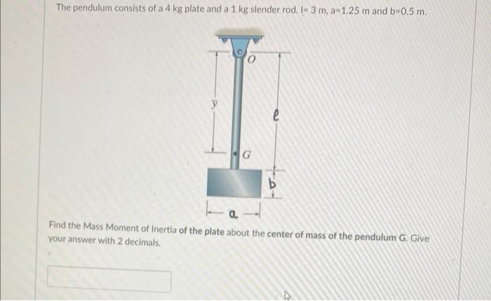 Those Data Are For Questions 10 To 14 The Pendulum Consists Of A 4 Kg Plate And A 1 Kg Slender Rod 1 3 M A 1 25 M And 3