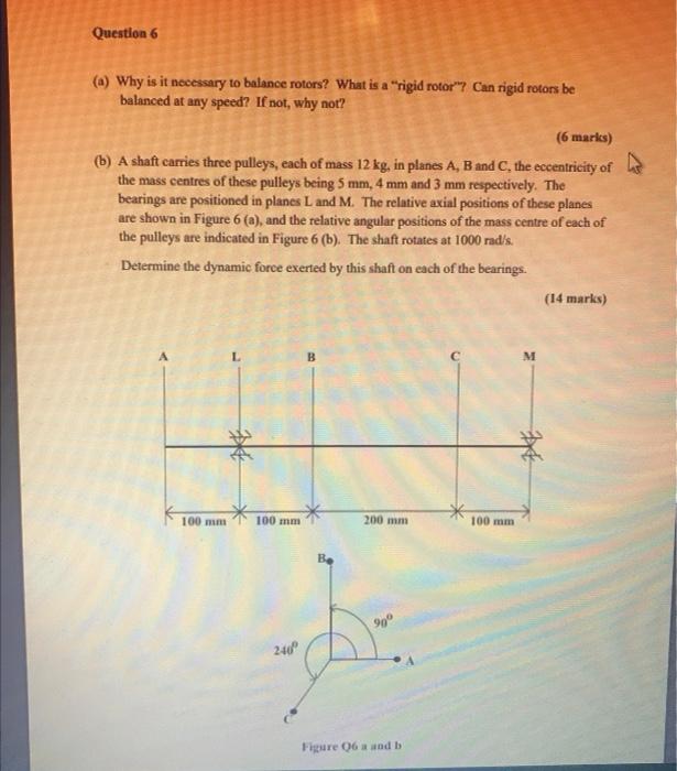 Question 6 A Why Is It Necessary To Balance Rotors What Is A Rigid Rotor Can Rigid Rotors Be Balanced At Any Speed 1