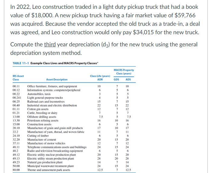 In 2022 Leo Construction Traded In A Light Duty Pickup Truck That Had A Book Value Of 18 000 A New Pickup Truck Havin 1