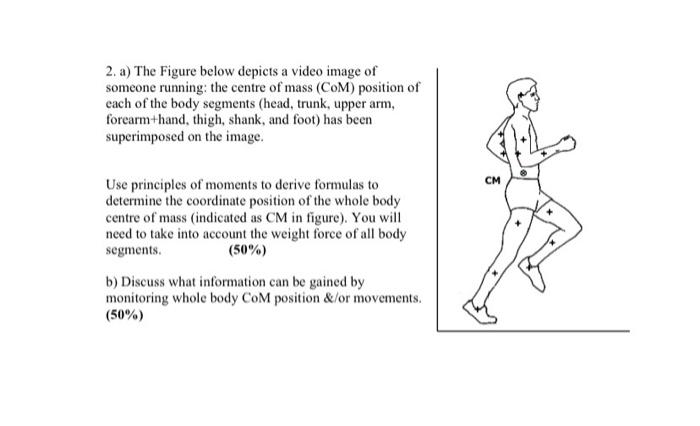 2 A The Figure Below Depicts A Video Image Of Someone Running The Centre Of Mass Com Position Of Each Of The Body S 1