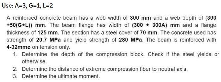 Use A 3 G 1 L 2 A Reinforced Concrete Beam Has A Web Width Of 300 Mm And A Web Depth Of 300 50 G L Mm The Beam F 1