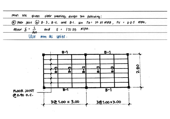 Pom The Given Floor Framing Design The Following Floor Joint 6 B 3 B 2 And B 1 Use Fb 10 25 Mpa Fv 0 8j Mpa An 1